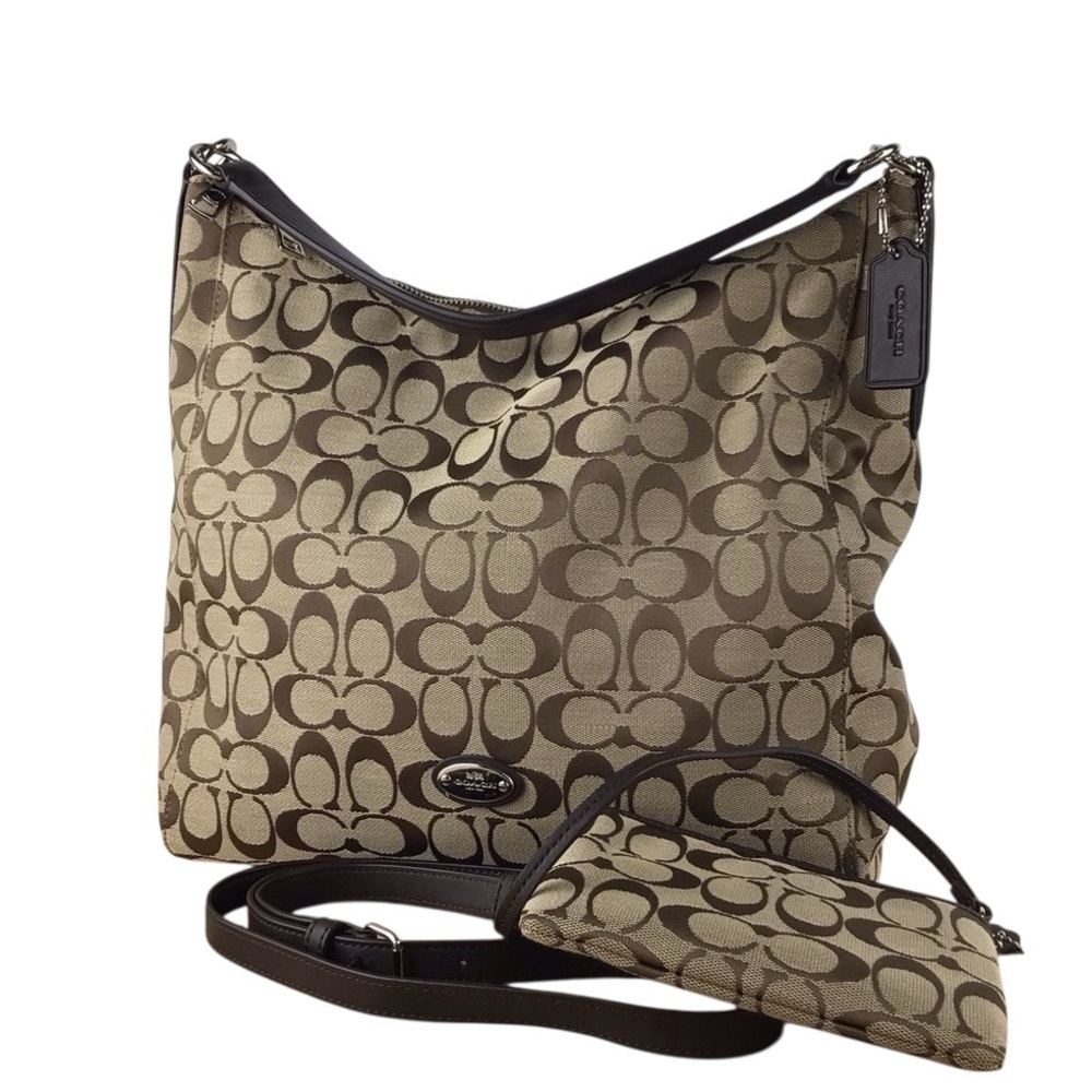 COACH shoulder/crossbody bag purse+assorted wristlets wallet brown monogram
